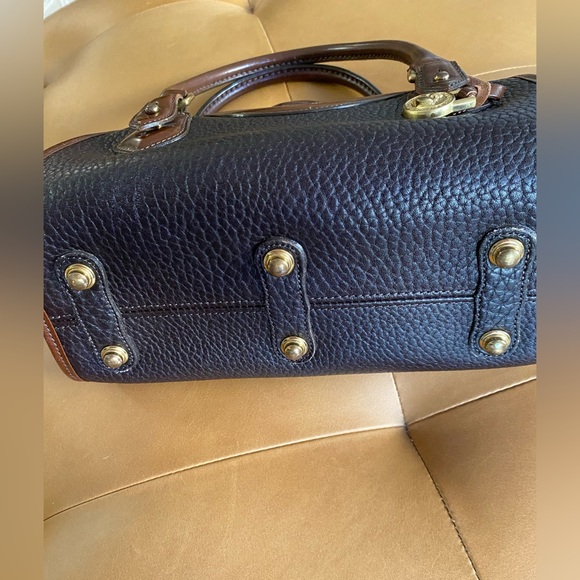 Vintage Dooney & Bourke All Weather Leather Brown Black Handbag Bag Satchel D&B - Picture 4 of 15